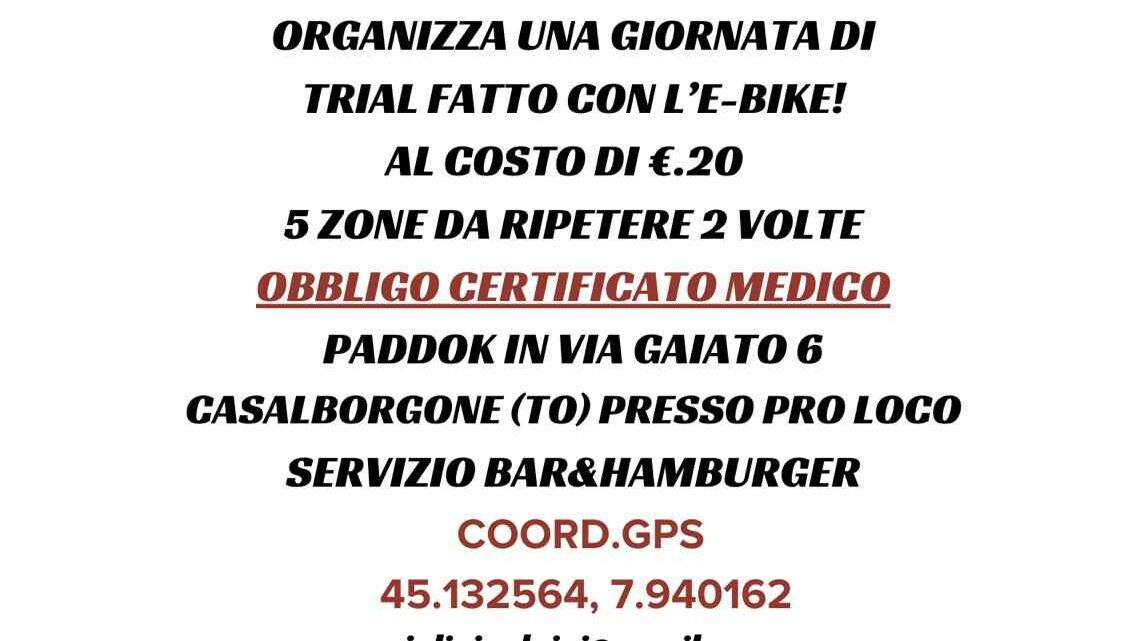 E-bike trial a Casalborgone il 16 Febbraio