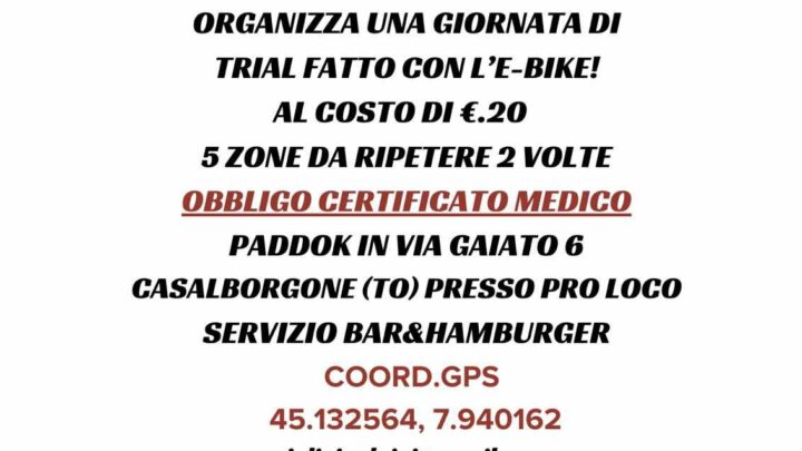 E-bike trial a Casalborgone il 16 Febbraio